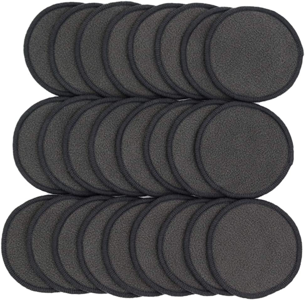 25 Pack Charcoal Bamboo Reusable Makeup Remover Pads - Bamboo Reusable Cotton Rounds for Toner, Washable Eco-Friendly Pads for All Skin Types with Cotton Bag for Storage
