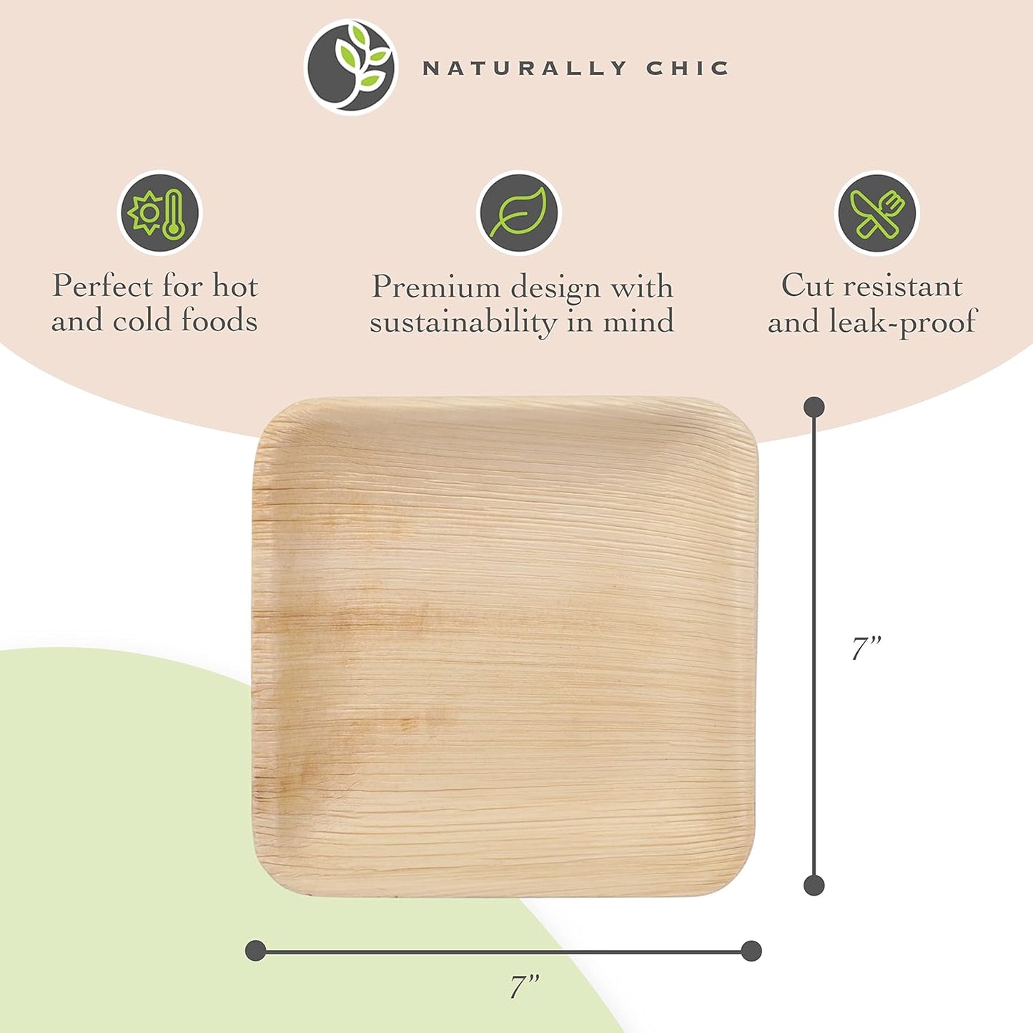 Palm Leaf Sample Pack - Includes 2.5" and 3" Inch Dipping Bowls, 6" round and Square Plates, 7 and 10 Inch Bamboo Plates, 9X6 Mini Trays and 12 Inch Boat Trays