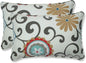 Bright Floral Indoor/Outdoor Throw Pillows, 2 Count, Lumbar - 11.5" X 18.5", Blue/Brown Pom Pom Play