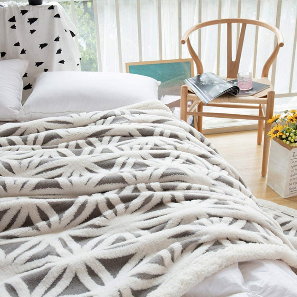 Sherpa Fleece Blanket for Mom Cozy Soft Throw Blanket for Women Men Birthday Gifts Dual Sided Couch Sofa Bed Blanket (Grey, 71''X 80'')