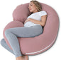Cooling Pregnancy Pillow, Maternity Pillow with Soft Cotton Cover, C Shaped for Pregnant Sleeping, Dark Pink