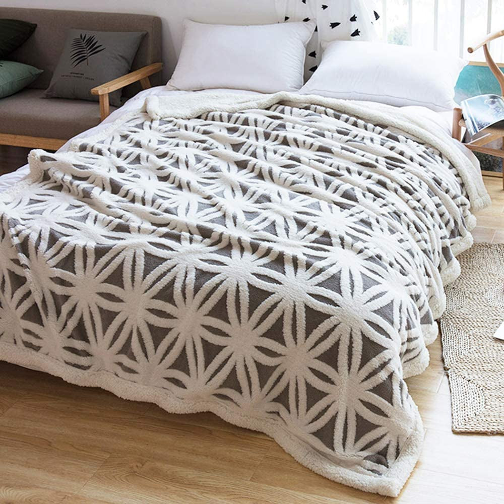 Sherpa Fleece Blanket for Mom Cozy Soft Throw Blanket for Women Men Birthday Gifts Dual Sided Couch Sofa Bed Blanket (Grey, 71''X 80'')