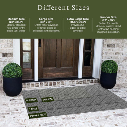 Cordova Front Door Mat Indoor Outdoor Entrance, Absorbent All-Weather Doormat Non-Slip Rubber Backing, Dirt & Moisture Trapper, Low Profile, Easy Clean, Made in USA, 35"X59" Medium Grey