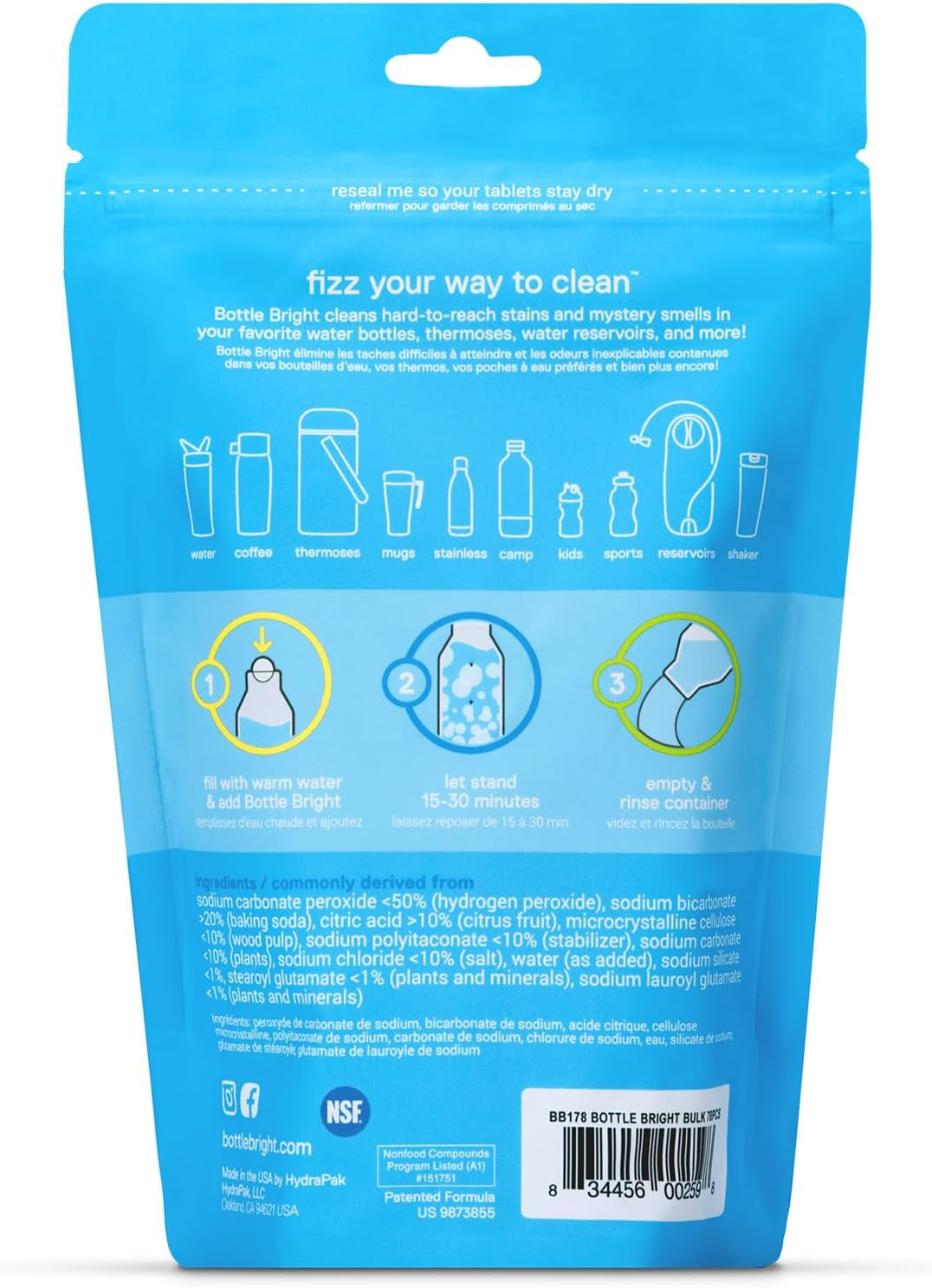 Cleaning Tablets 12, 36, 78 Count – Water Bottle Cleaner for Stainless Steel, Tumblers, Thermos | Removes Coffee Tea Stains, Eliminates Odors, Easy and Safe Cleaning