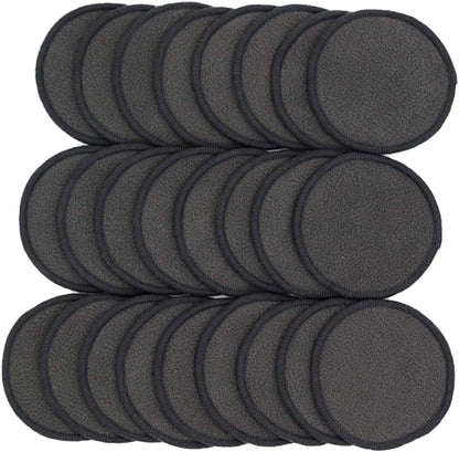 25 Pack Charcoal Bamboo Reusable Makeup Remover Pads - Bamboo Reusable Cotton Rounds for Toner, Washable Eco-Friendly Pads for All Skin Types with Cotton Bag for Storage