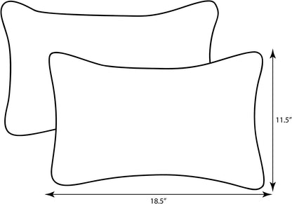 Bright Floral Indoor/Outdoor Throw Pillows, 2 Count, Lumbar - 11.5" X 18.5", Blue/Brown Pom Pom Play