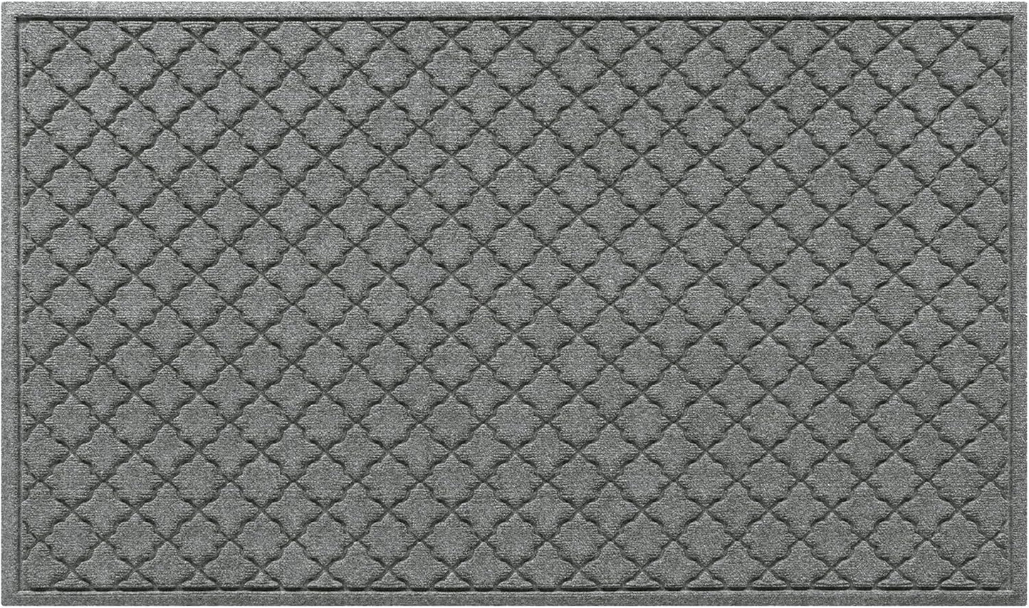Cordova Front Door Mat Indoor Outdoor Entrance, Absorbent All-Weather Doormat Non-Slip Rubber Backing, Dirt & Moisture Trapper, Low Profile, Easy Clean, Made in USA, 35"X59" Medium Grey