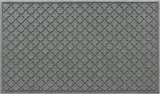 Cordova Front Door Mat Indoor Outdoor Entrance, Absorbent All-Weather Doormat Non-Slip Rubber Backing, Dirt & Moisture Trapper, Low Profile, Easy Clean, Made in USA, 35"X59" Medium Grey