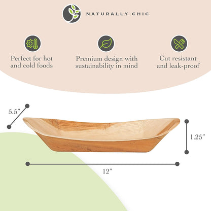 Palm Leaf Sample Pack - Includes 2.5" and 3" Inch Dipping Bowls, 6" round and Square Plates, 7 and 10 Inch Bamboo Plates, 9X6 Mini Trays and 12 Inch Boat Trays