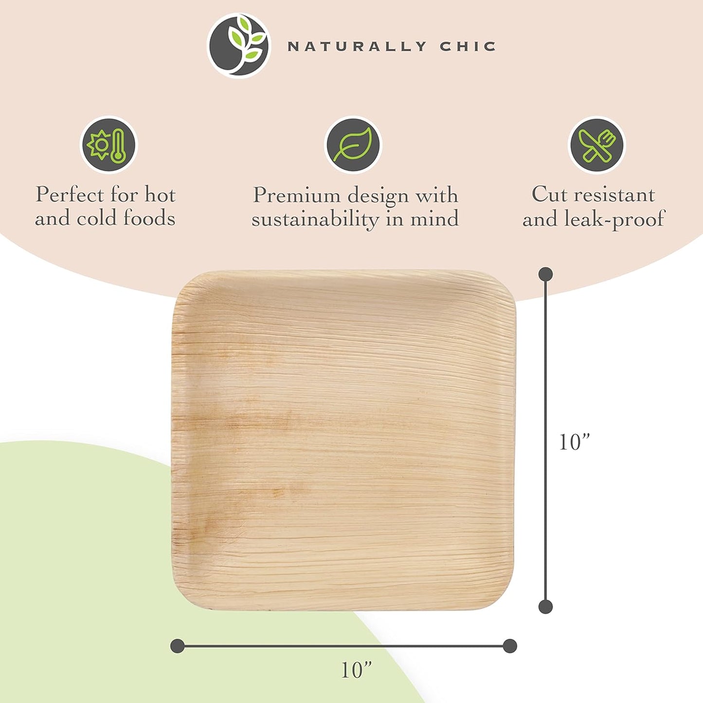 Palm Leaf Sample Pack - Includes 2.5" and 3" Inch Dipping Bowls, 6" round and Square Plates, 7 and 10 Inch Bamboo Plates, 9X6 Mini Trays and 12 Inch Boat Trays