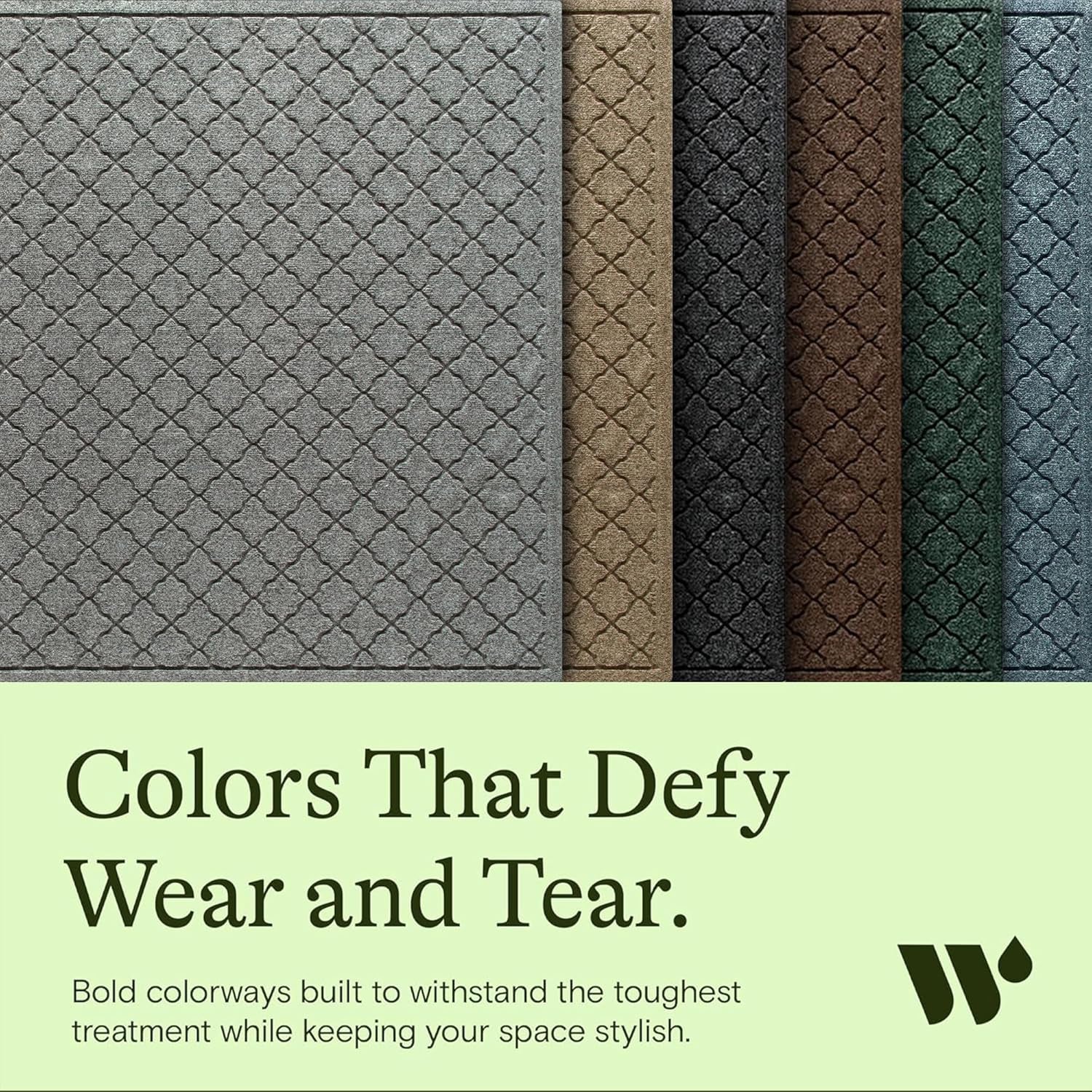 Cordova Front Door Mat Indoor Outdoor Entrance, Absorbent All-Weather Doormat Non-Slip Rubber Backing, Dirt & Moisture Trapper, Low Profile, Easy Clean, Made in USA, 35"X59" Medium Grey