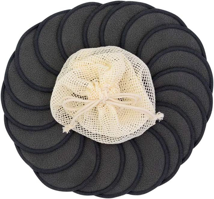 25 Pack Charcoal Bamboo Reusable Makeup Remover Pads - Bamboo Reusable Cotton Rounds for Toner, Washable Eco-Friendly Pads for All Skin Types with Cotton Bag for Storage