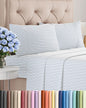 Cal King Size 4 Piece Sheet Set - Comfy Breathable & Cooling Sheets - Hotel Luxury Bed Sheets for Women & Men - Deep Pockets, Easy-Fit, Soft & Wrinkle Free Sheets - Blue Stripes Oeko-Tex Bed Sheet Set